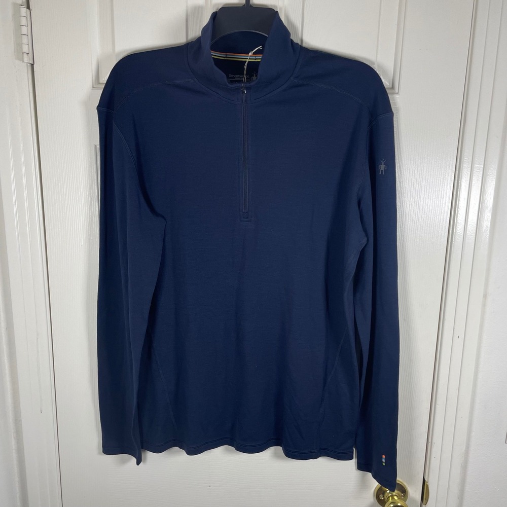 Smartwool Mens Classic Thermal Merino 250 1/4 Zip Deep Navy XL SW016355092 NWT - Picture 3 of 9